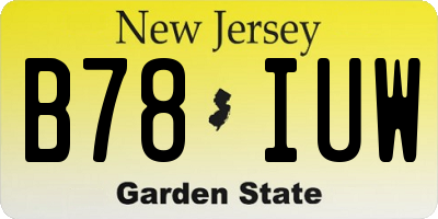 NJ license plate B78IUW