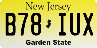 NJ license plate B78IUX