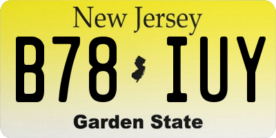 NJ license plate B78IUY