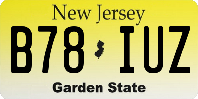 NJ license plate B78IUZ