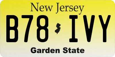 NJ license plate B78IVY