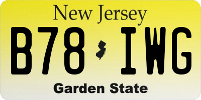 NJ license plate B78IWG