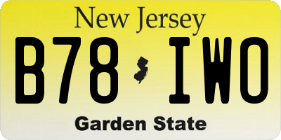 NJ license plate B78IWO
