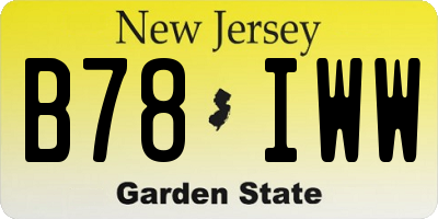 NJ license plate B78IWW