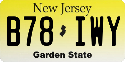 NJ license plate B78IWY