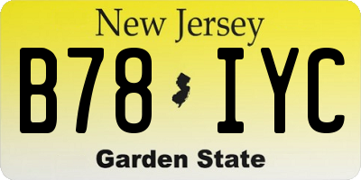 NJ license plate B78IYC