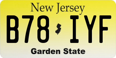 NJ license plate B78IYF