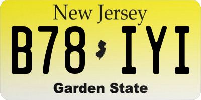 NJ license plate B78IYI