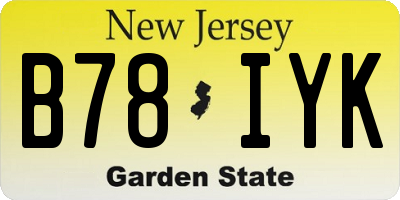 NJ license plate B78IYK
