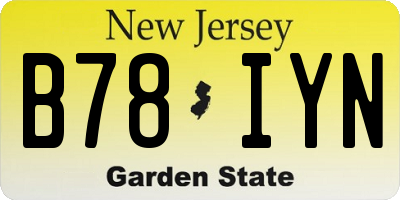 NJ license plate B78IYN