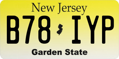 NJ license plate B78IYP