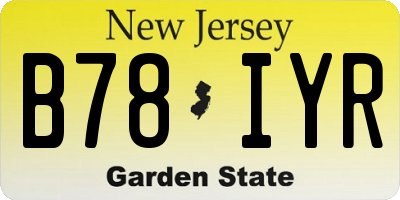 NJ license plate B78IYR