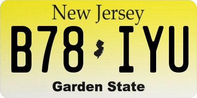 NJ license plate B78IYU