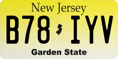 NJ license plate B78IYV