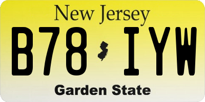 NJ license plate B78IYW
