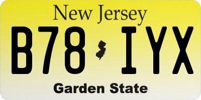 NJ license plate B78IYX