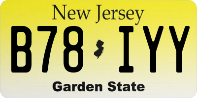 NJ license plate B78IYY