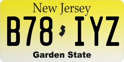NJ license plate B78IYZ