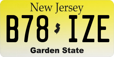 NJ license plate B78IZE