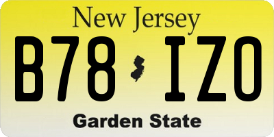 NJ license plate B78IZO