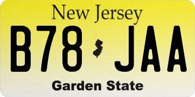 NJ license plate B78JAA
