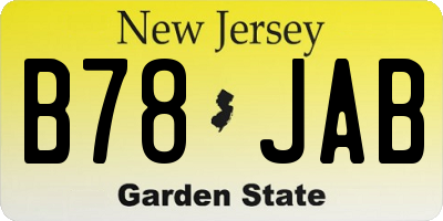 NJ license plate B78JAB