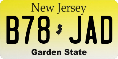 NJ license plate B78JAD