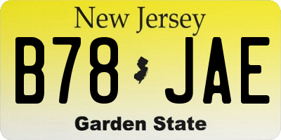 NJ license plate B78JAE