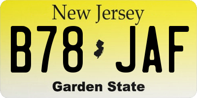 NJ license plate B78JAF