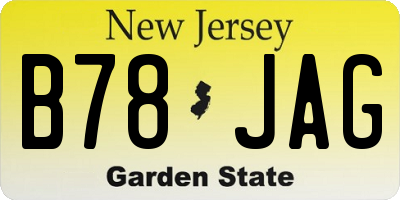 NJ license plate B78JAG