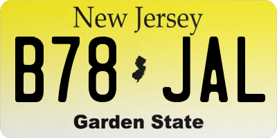 NJ license plate B78JAL