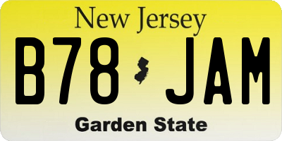 NJ license plate B78JAM