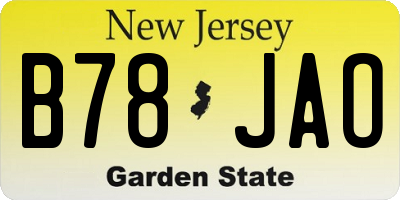 NJ license plate B78JAO