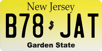 NJ license plate B78JAT