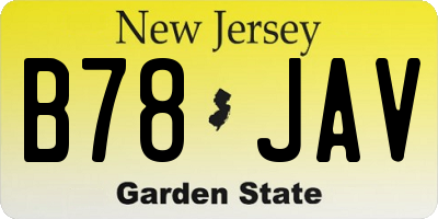 NJ license plate B78JAV