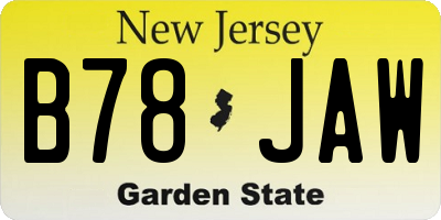 NJ license plate B78JAW