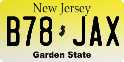 NJ license plate B78JAX