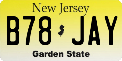 NJ license plate B78JAY