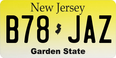 NJ license plate B78JAZ