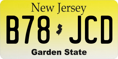 NJ license plate B78JCD