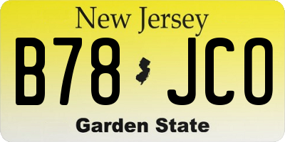 NJ license plate B78JCO