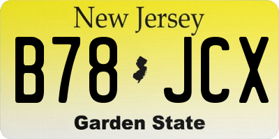 NJ license plate B78JCX