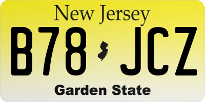 NJ license plate B78JCZ