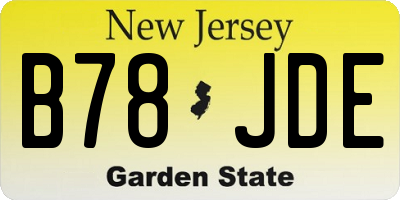 NJ license plate B78JDE
