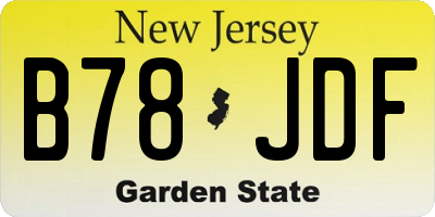 NJ license plate B78JDF