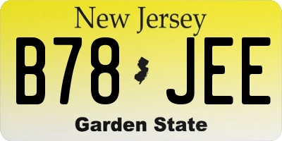 NJ license plate B78JEE