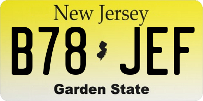NJ license plate B78JEF
