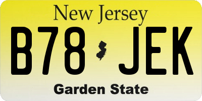 NJ license plate B78JEK