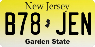 NJ license plate B78JEN