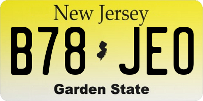 NJ license plate B78JEO